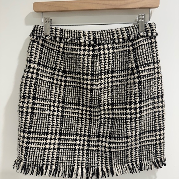 Zara Black and White Plaid Tweed Skirt - Picture 3 of 3